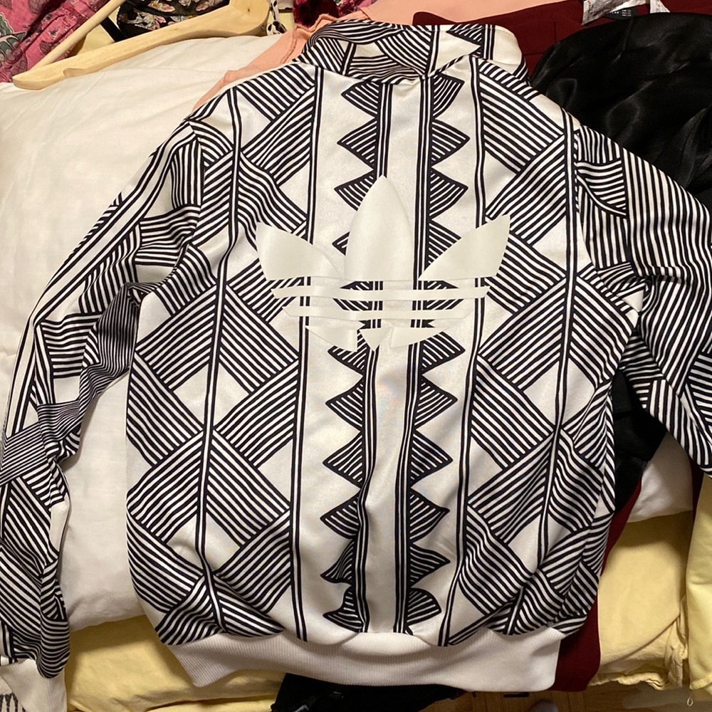 Adidas Women’s Black & White Geometric Track Jacket